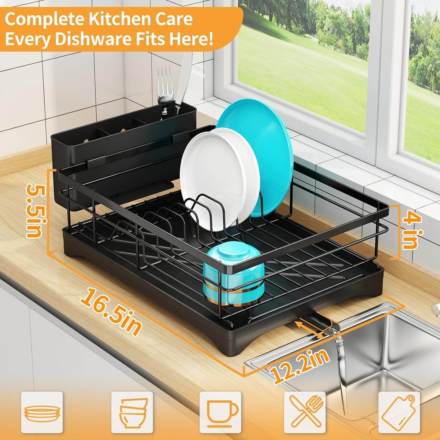 Dish Drying Rack With Drainage Spout - DMC Wholesale