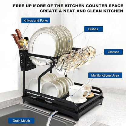 Dish Drying Rack for Kitchen Counter (2 tier) - DMC Wholesale