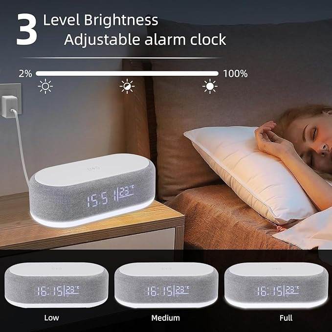 Multifunctional Wireless Charging Digital Clock - DMC Wholesale