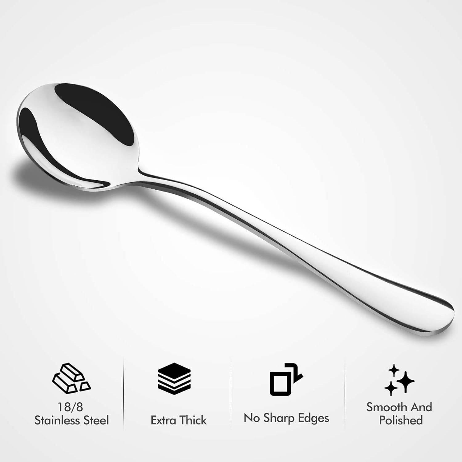 Stainless Steel Soup Spoon Set (6 pcs) - DMC Wholesale