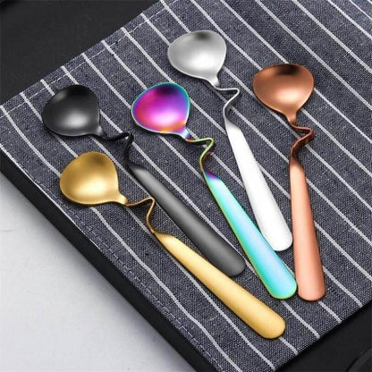 Curved Coffee Spoon Set (6 pcs)(14cm)(Rose Gold) - DMC Wholesale