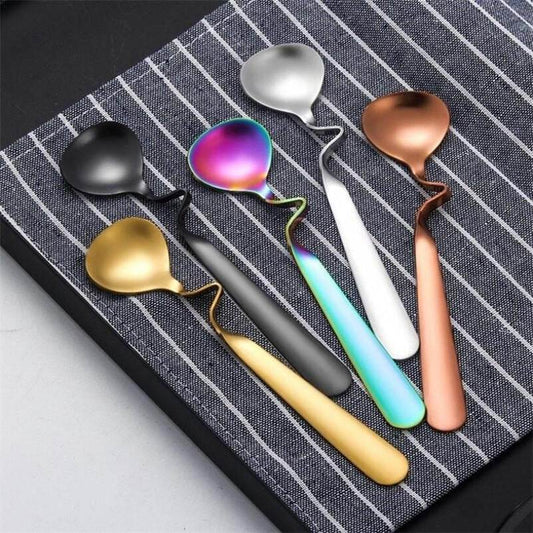 Curved Coffee Spoon Set (6 pcs)(14cm)(Rose Gold) - DMC Wholesale