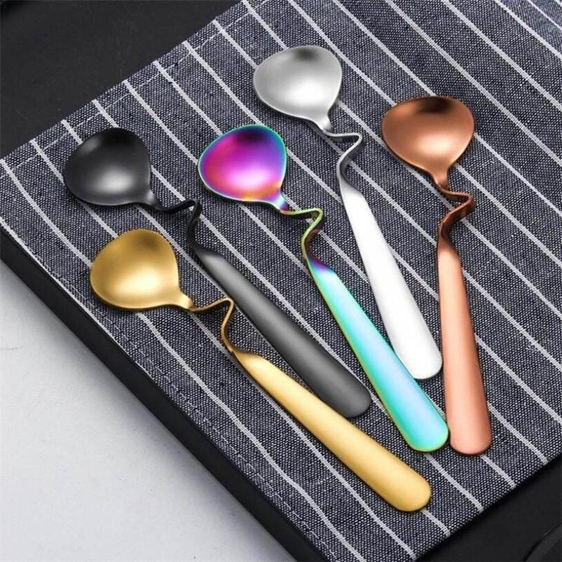 Curved Coffee Spoon Set (6 pcs)(14cm)(Gold) - DMC Wholesale