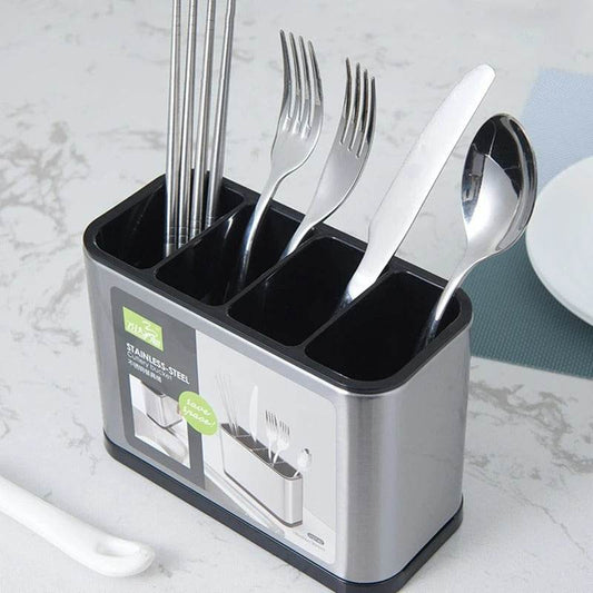 Stainless Steel Cutlery Storage Holder (4 Compartment) - DMC Wholesale