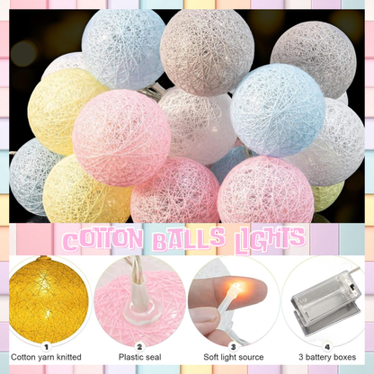 Battery Operated Cotton Balls Lights (10L)(2M)