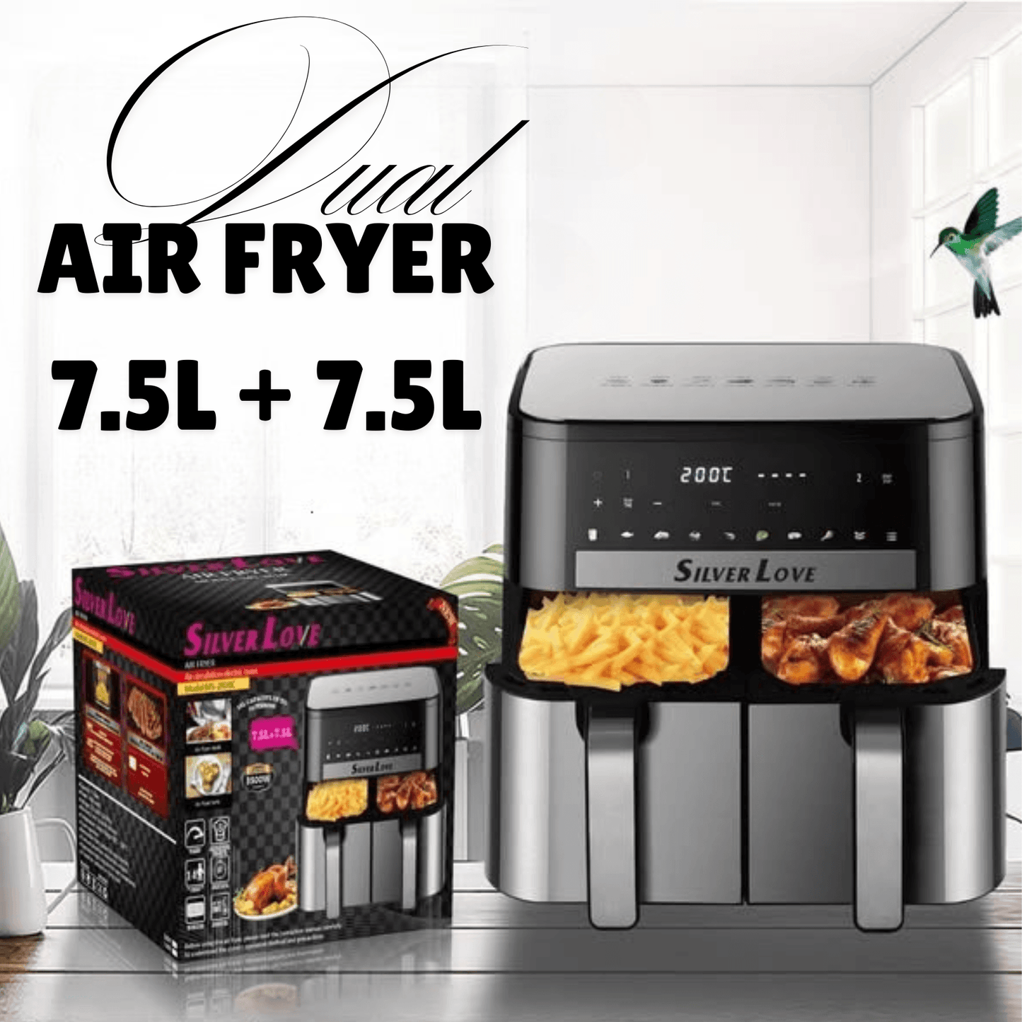 Dual Drawer Air Fryer (7.5L Plus 7.5L) - DMC Wholesale