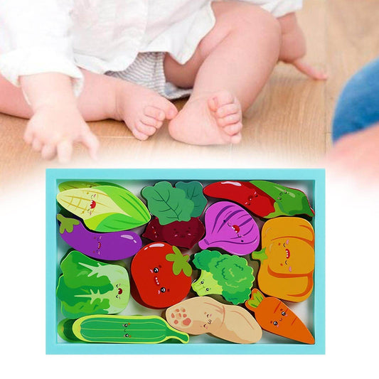 Wooden Montessori Learning Sorting Jigsaw Veggie Puzzle - DMC Wholesale