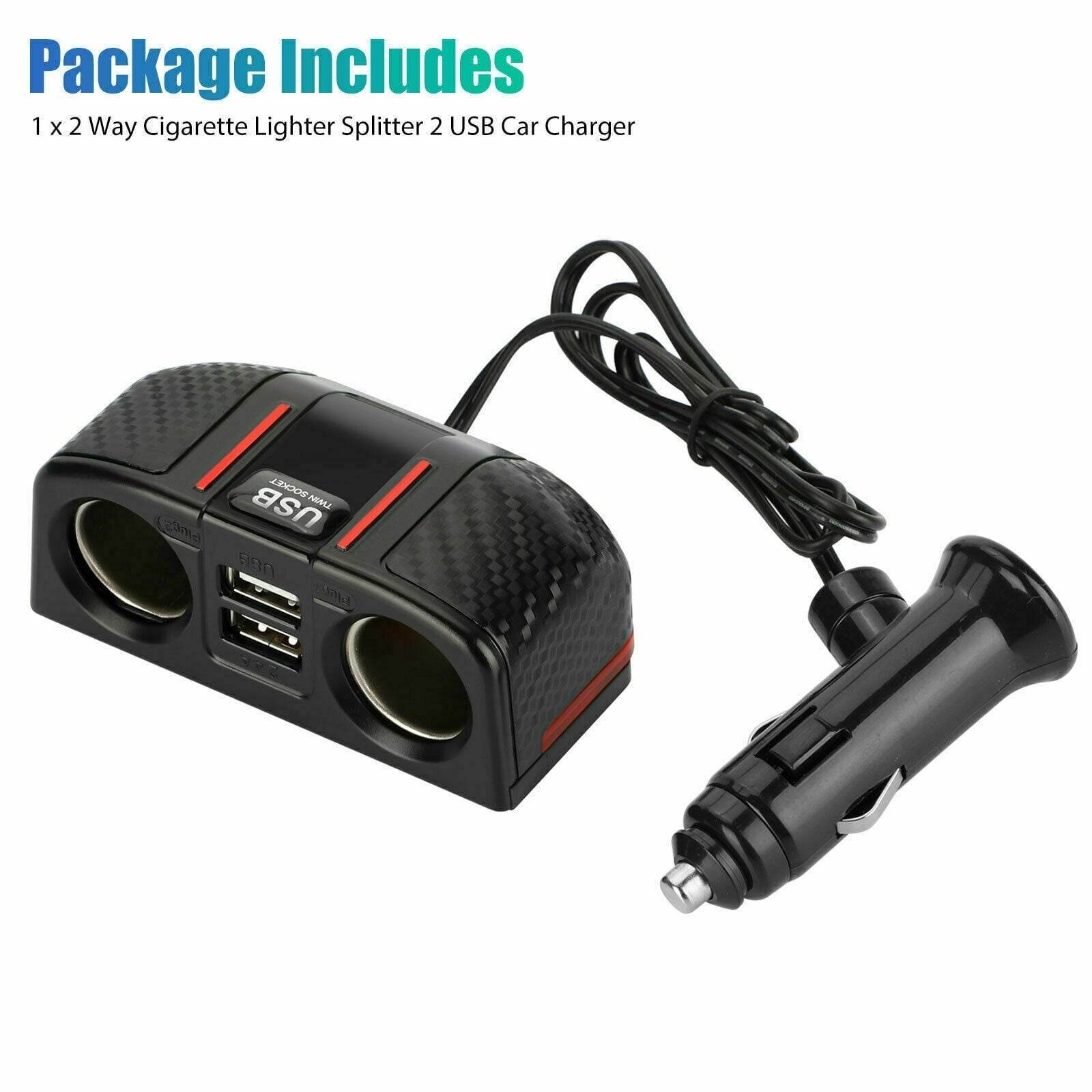 Dual USB Charger Splitter 12V Outlet Power Adapter - DMC Wholesale