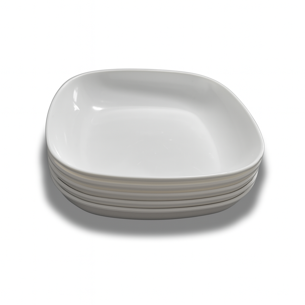 Rounded Square Melamine Bowls (20cm)(6 pcs)
