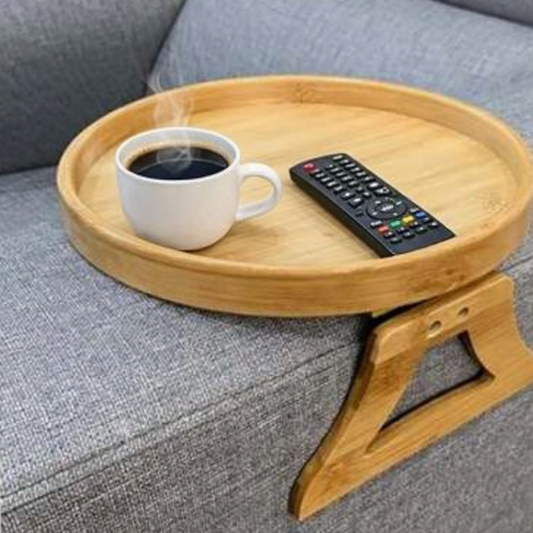 Natural Bamboo Foldable Round Serving Tray Table (25cm)