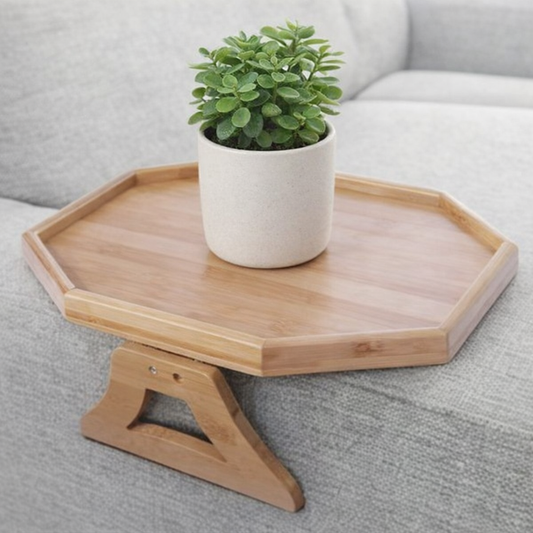Natural Bamboo Foldable Octagon Serving Tray Table (24x33cm)