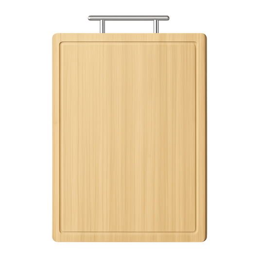 Bamboo Cutting Board With Stainless Steel Handle