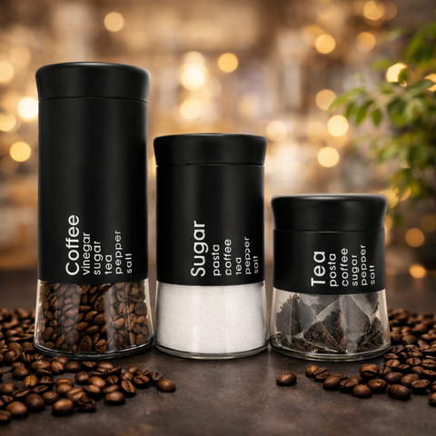 Modern Glass Coffee Sugar And Tea Container Set