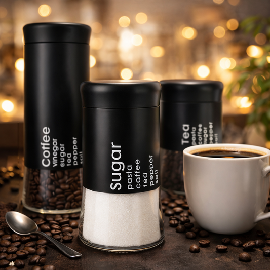 Modern Glass Coffee Sugar And Tea Container Set