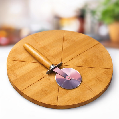 Bamboo Pizza Board & Cutter Set