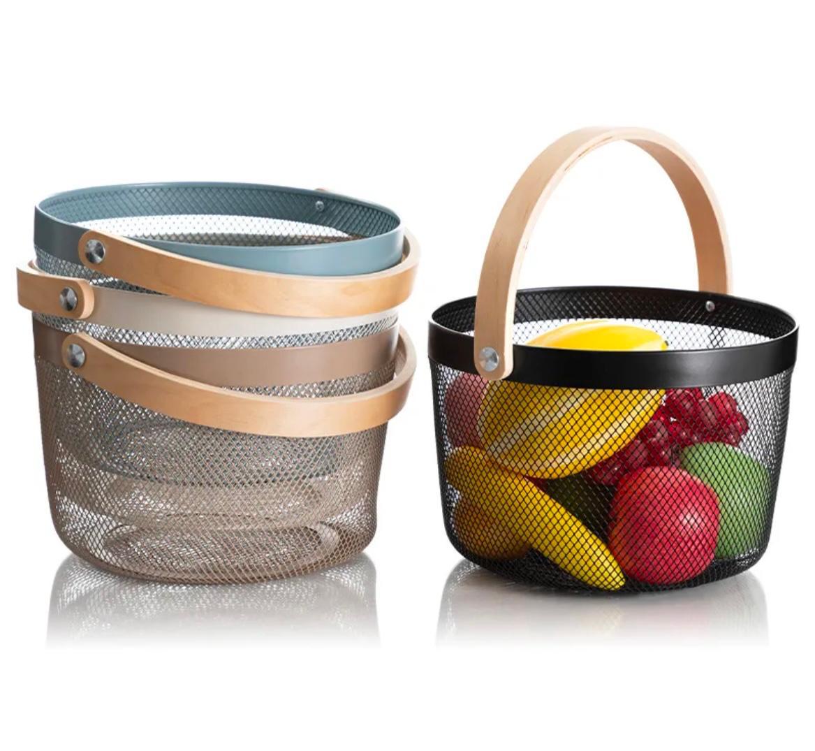 Round Mesh Metal Storage Fruit Basket