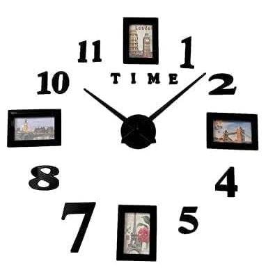 DIY Modern Photo 3D Wall Clock (Black)(60-70cm)
