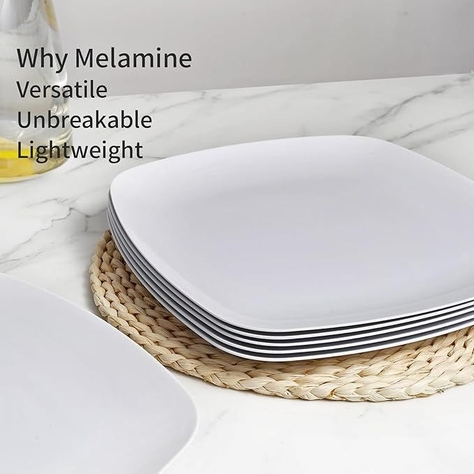 Rounded Square Melamine Plates (Large)(24cm)(6 pcs)