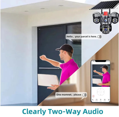 Triple Lens Camera 4G Solar Security PTZ Camera