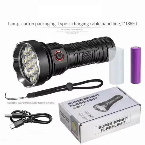 High Lumen Powerful USB Rechargeable Flashlight - Alt View