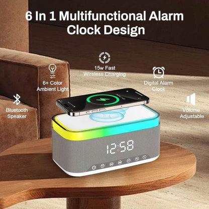 Smart Home Wireless Charging Stand, Speaker, and Digital Clock - DMC Wholesale