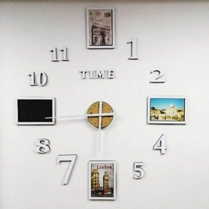 DIY Modern Photo 3D Wall Clock (Silver)(60-70cm) - DMC Wholesale