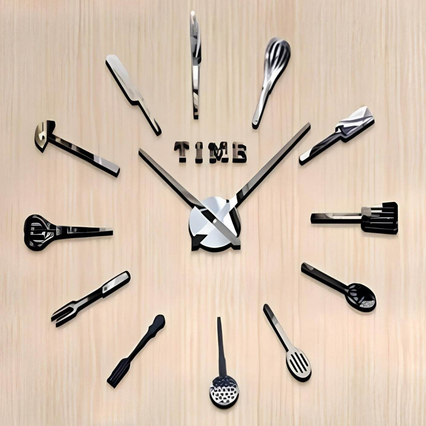 DIY Modern Kitchen 3D Wall Clock (Silver)(60-70cm) - DMC Wholesale