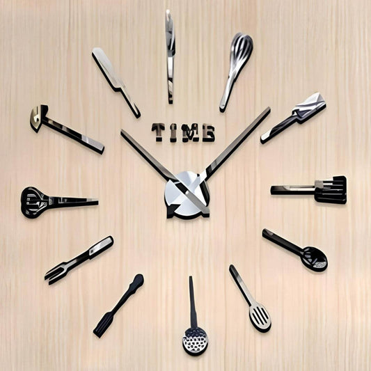 DIY Modern Kitchen 3D Wall Clock (Silver)(60-70cm) - DMC Wholesale