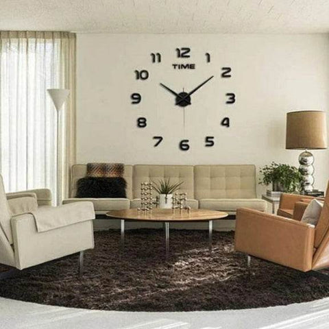 DIY Modern 3D Wall Clock (Black)(80-90cm) - Alt View