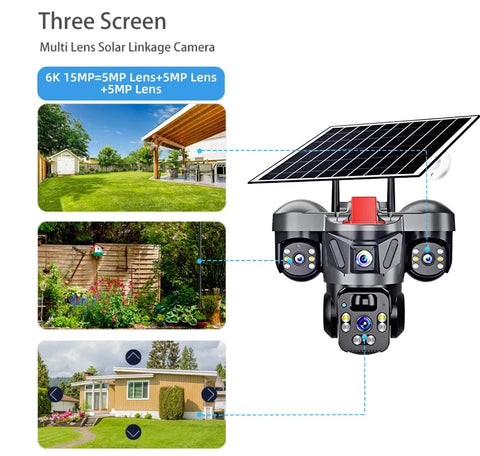Triple Lens Camera 4G Solar Security PTZ Camera