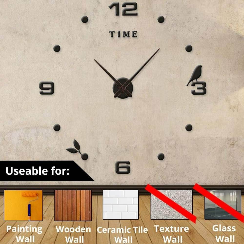 DIY Modern Bird 3D Wall Clock (Black)(60-70cm) - DMC Wholesale