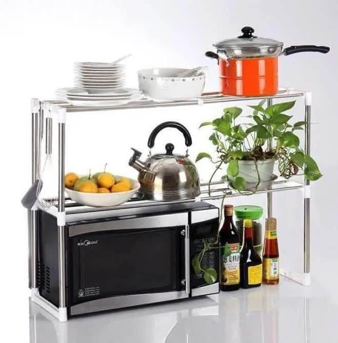 Expandable Microwave Oven Organiser Shelves (2 Tier) - DMC Wholesale