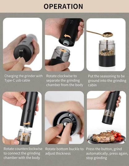 USB Rechargeable Electric Salt and Pepper Grinder Set - DMC Wholesale