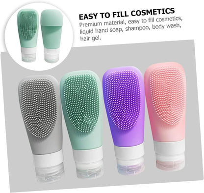 Silicone Shower Gel Scrubbing Bottle Set (90ml)(4 pcs) - DMC Wholesale