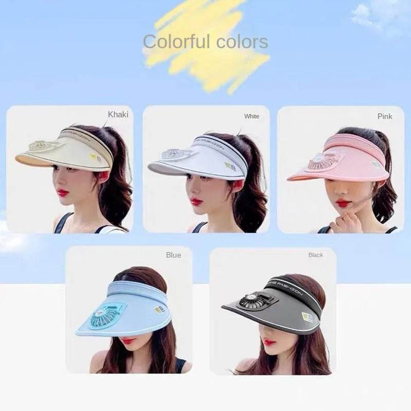 Charging Cylinder Shading Sunscreen Fan Hat - DMC Wholesale