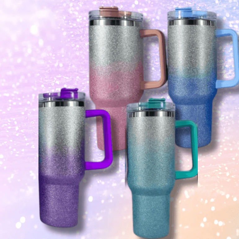 Stainless Steel Vacuum Insulated Glitter Tumbler with Lid (1200ml) - DMC Wholesale