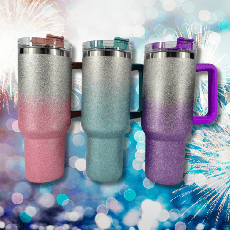 Stainless Steel Vacuum Insulated Glitter Tumbler with Lid (1200ml) - DMC Wholesale