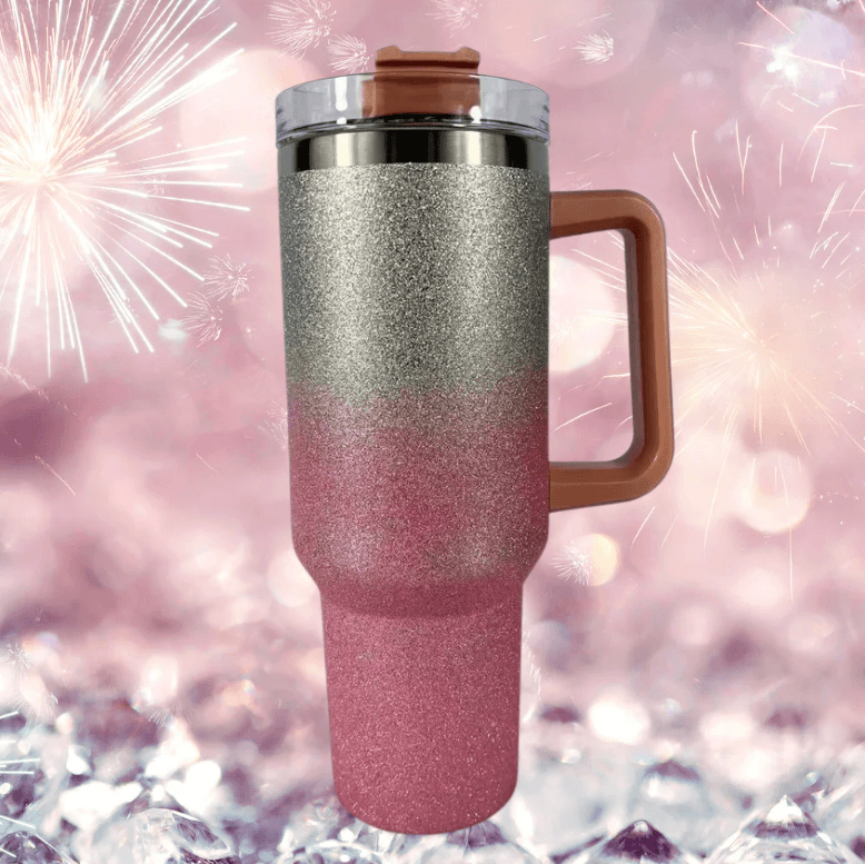 Stainless Steel Vacuum Insulated Glitter Tumbler with Lid (1200ml) - DMC Wholesale