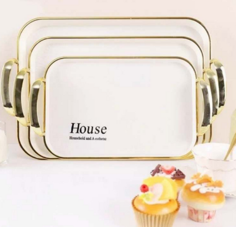 House Gold Elegance Tray Set (3 pcs) - Alt View