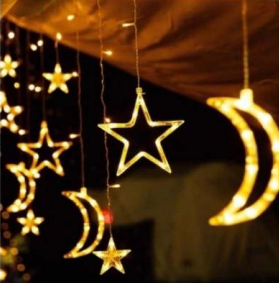 Star And Moon Battery Operated String Lights (20L)(3M)(Yellow) - Alt View