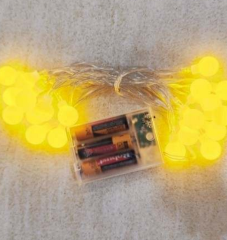 Battery Operated Tiny Balls String Lights (20L)(3M)(Yellow) - Alt View