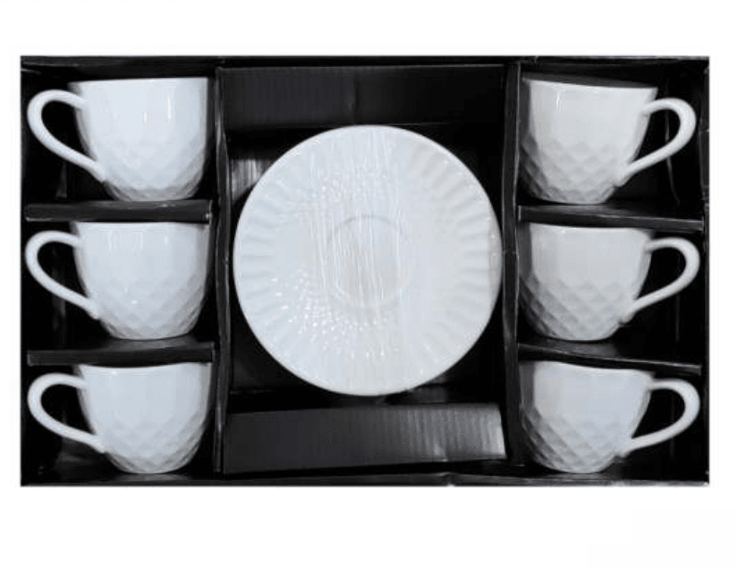 Porcelain Coffee or Tea Cups with Porcelain Saucers (12pcs)(180ml) - DMC Wholesale
