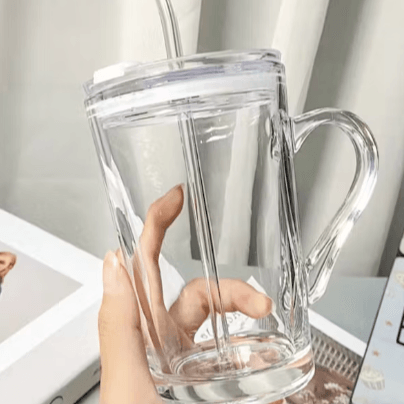 Glass Travel Mug with Lid & Straw - DMC Wholesale