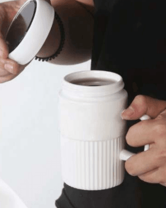 Ceramic Cup With Lid (400ml) - DMC Wholesale