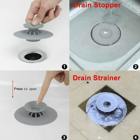 Dual Purpose Drain Stop and Hair Catcher