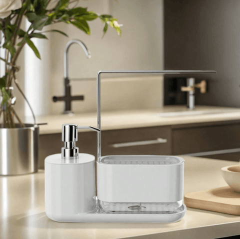 Kitchen Soap Dispenser Set with Tray and Sponge Holder - Alt View