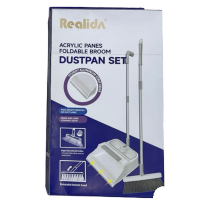 Realida Acrylic Panes Foldable Broom and Dustpan Set