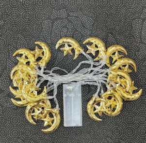 Battery Operated Solid Moon Star String Lights (20L)(3M)(Yellow) - Alt View