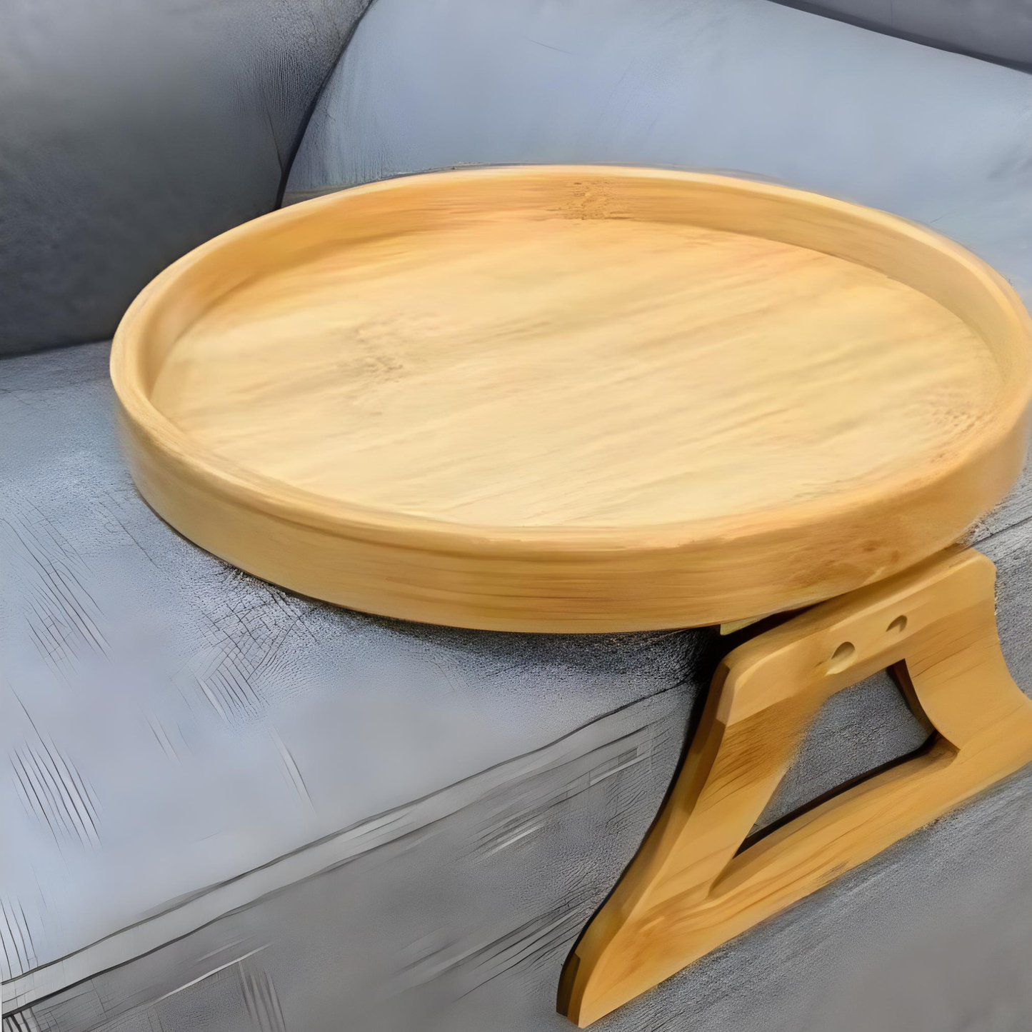Natural Bamboo Foldable Round Serving Tray Table (25cm)