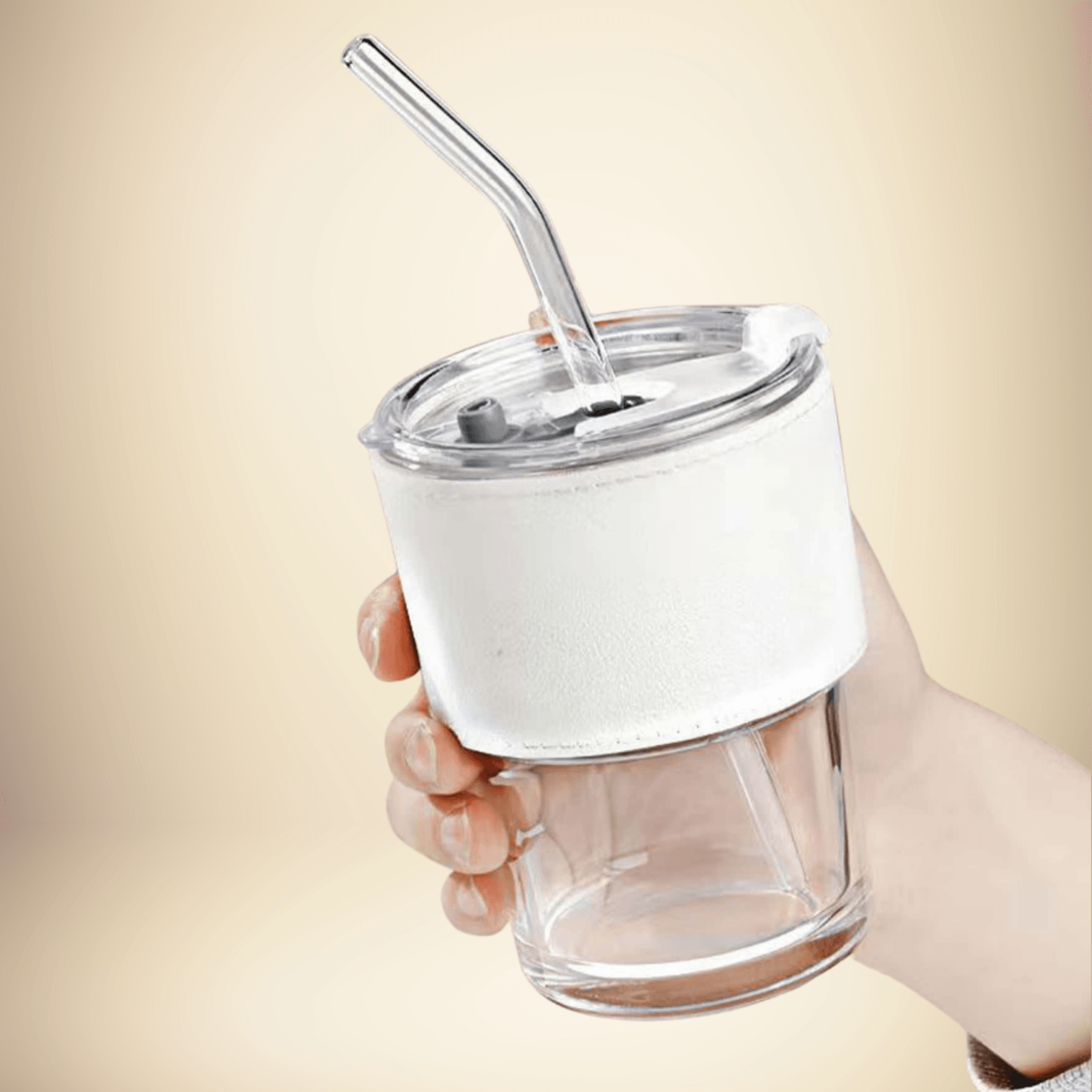 Protective Sleeve Glass Tumbler (White)(400ml)(Each) - DMC Wholesale